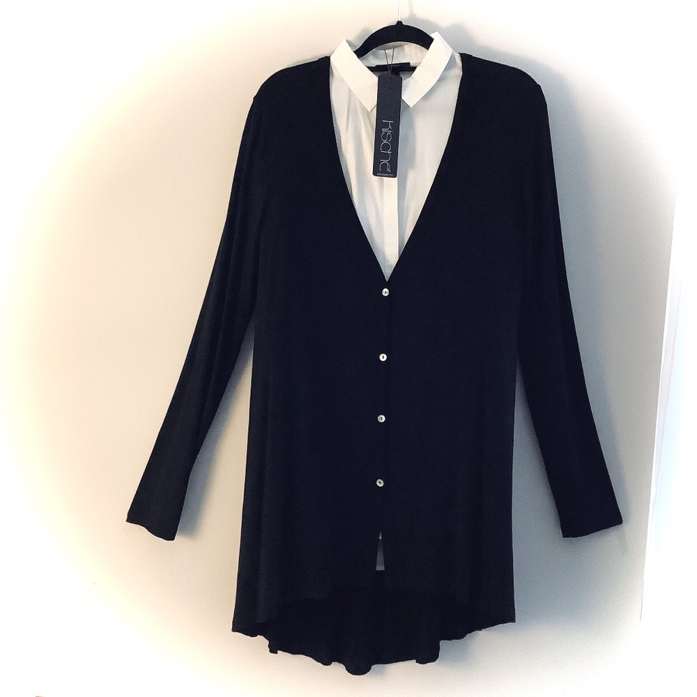 NWT Long Black Jersey Drape Cardigan
